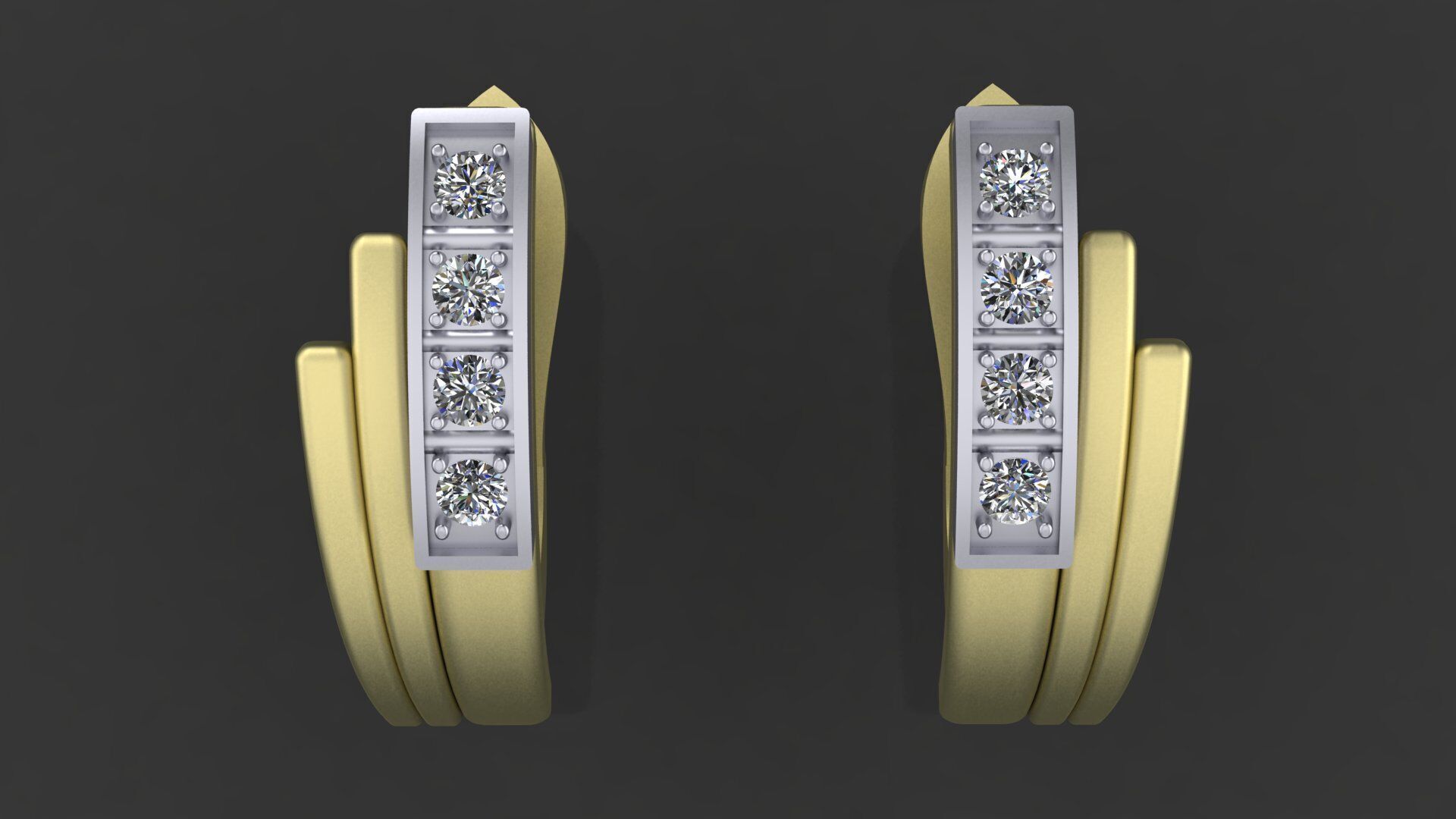 Earrings with track gems 3D print model_7