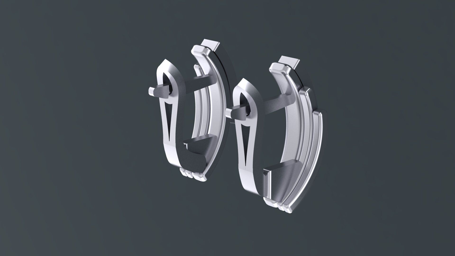 Earrings with track gems 3D print model_4