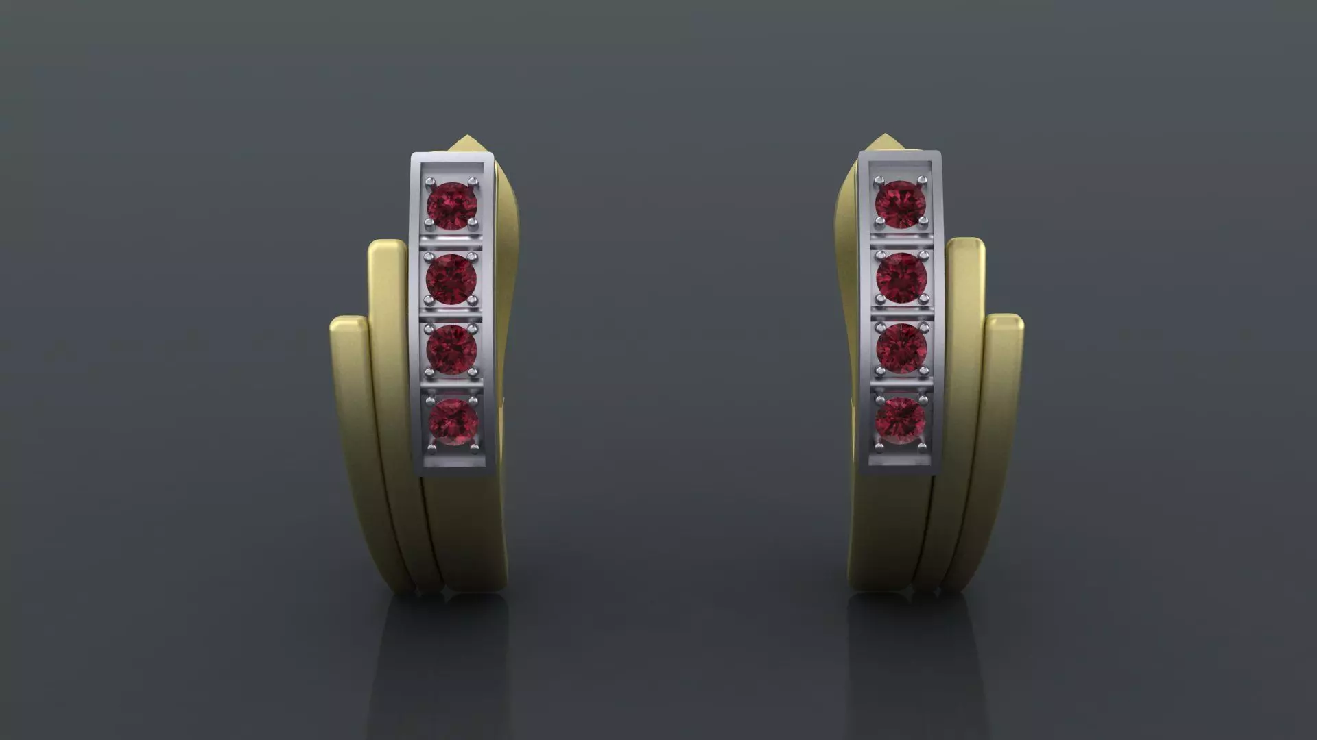 Earrings with track gems 3D print model_0