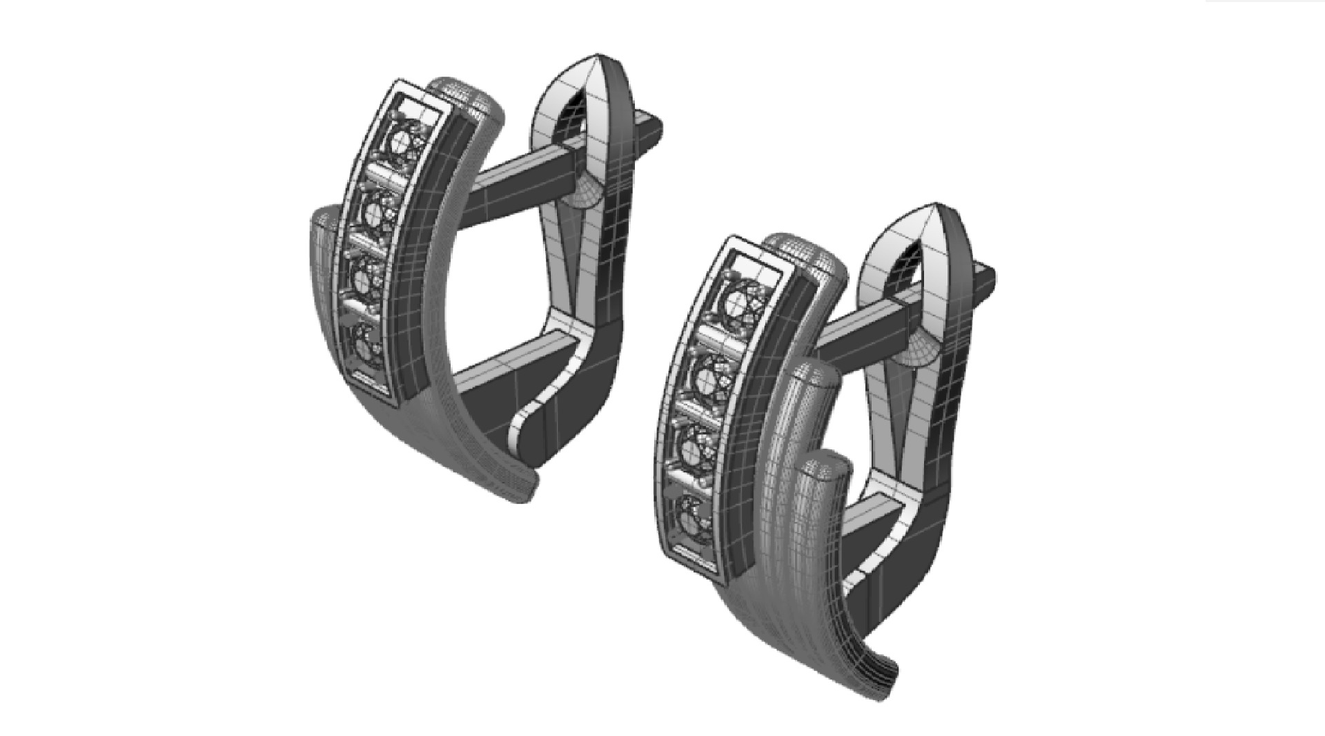 Earrings with track gems 3D print model_11