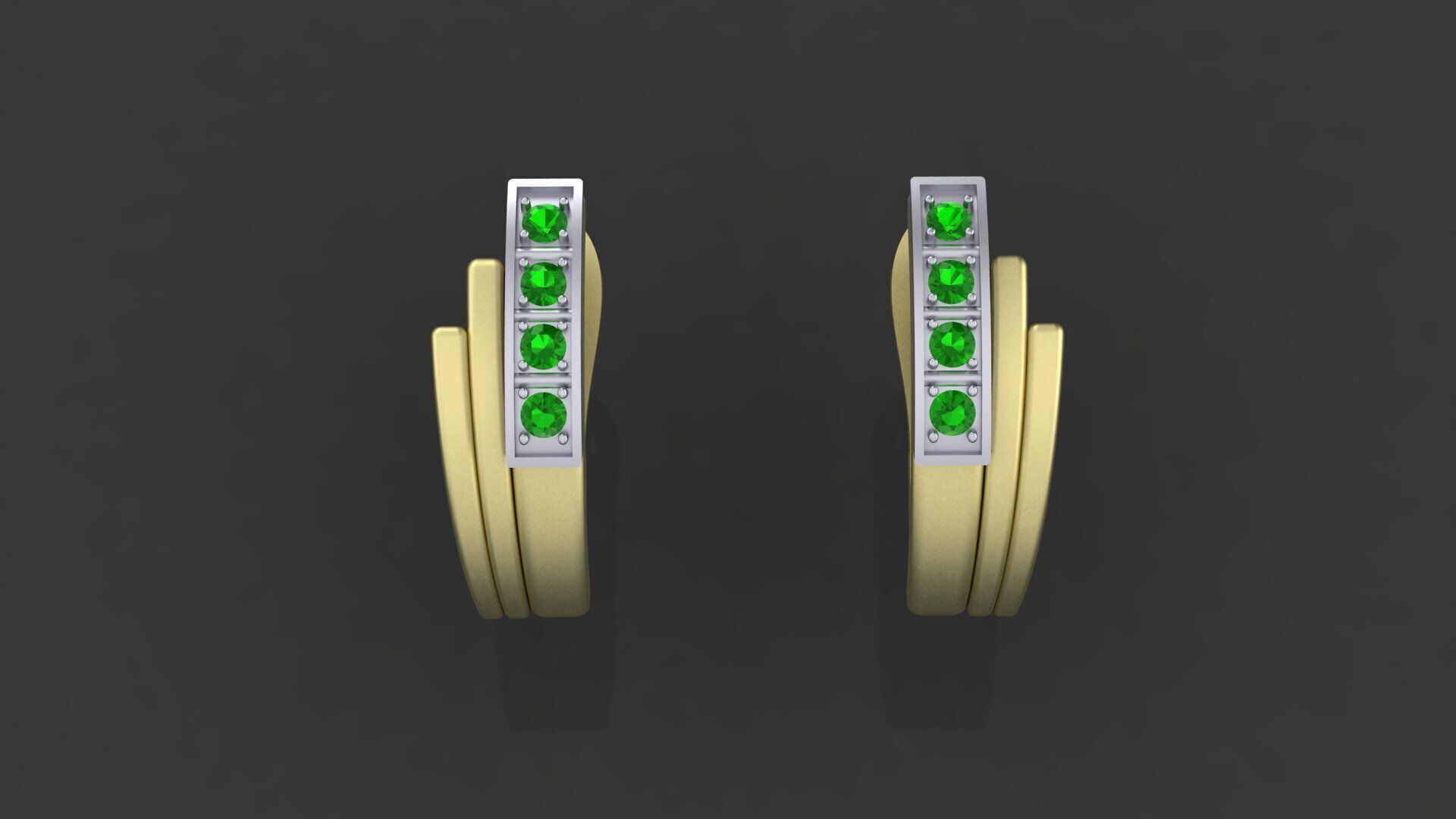 Earrings with track gems 3D print model_9