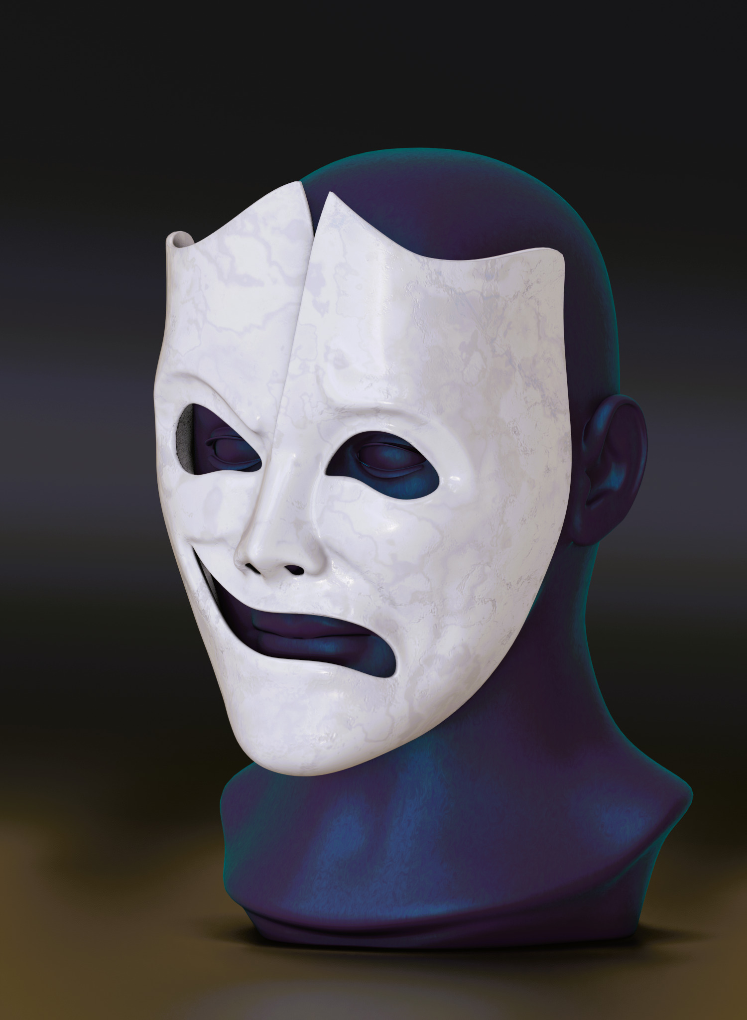 Happy-Sad Theater Mask 3D print model_1