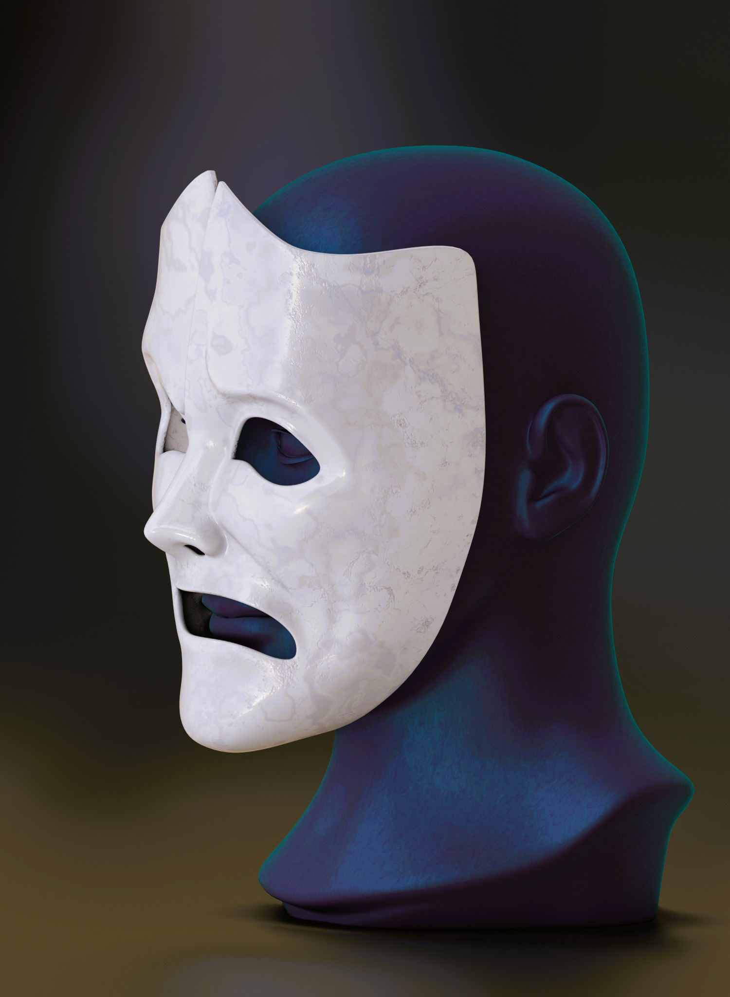 Happy-Sad Theater Mask 3D print model_4
