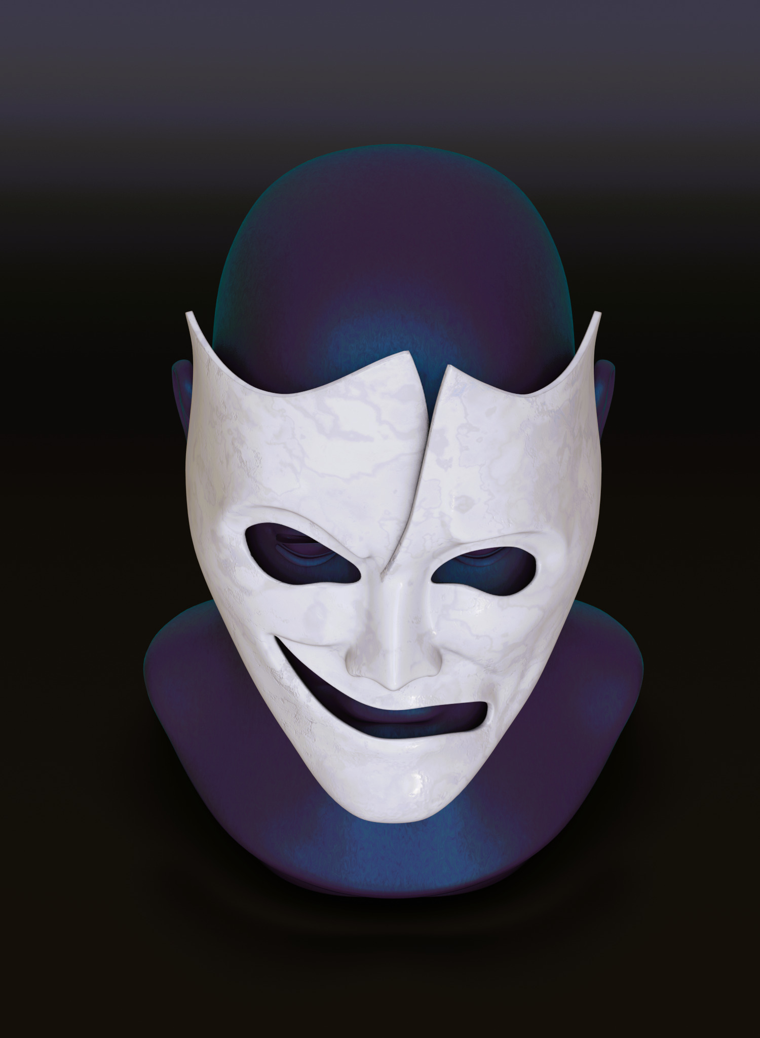 Happy-Sad Theater Mask 3D print model_7