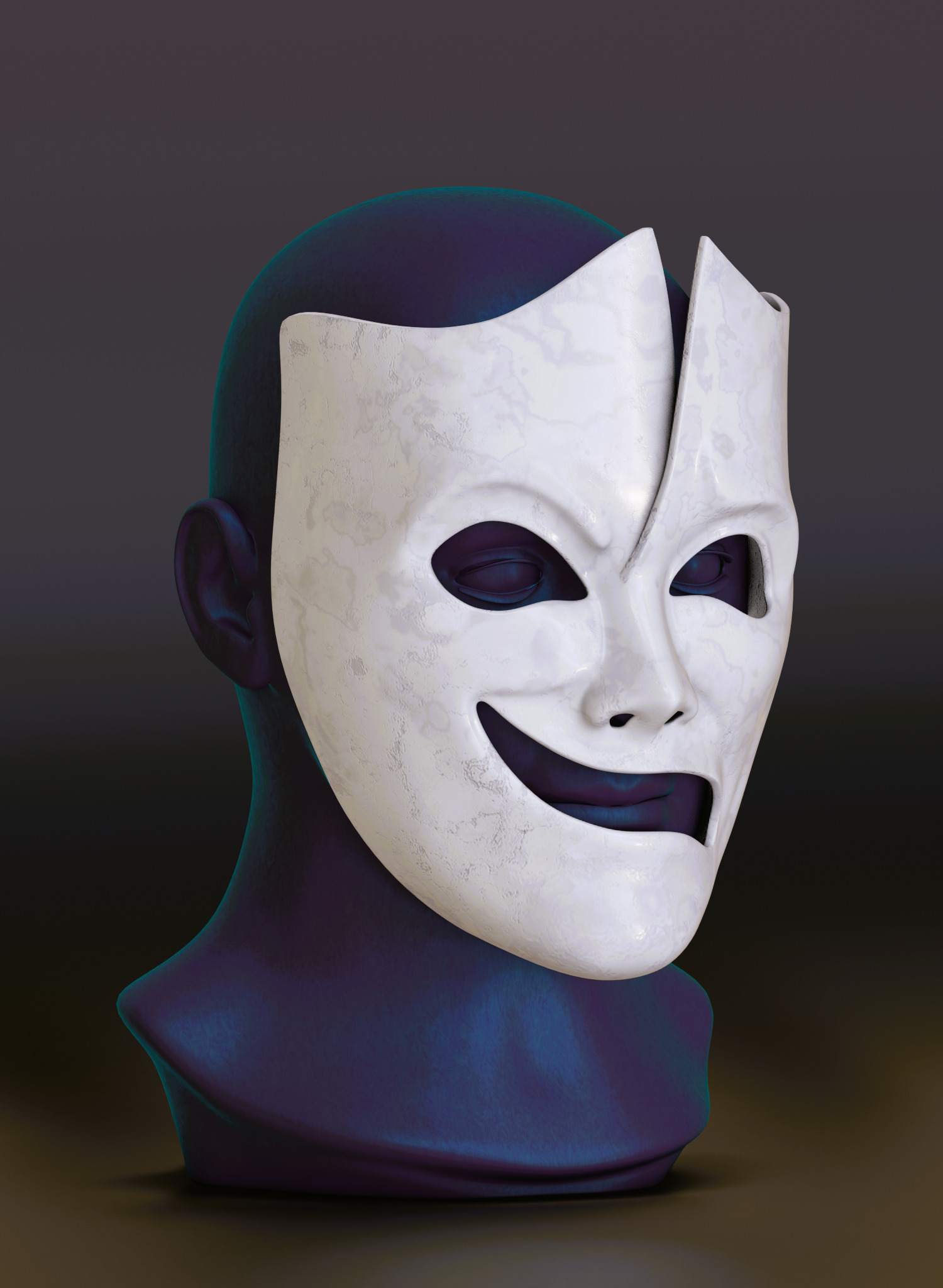 Happy-Sad Theater Mask 3D print model_3