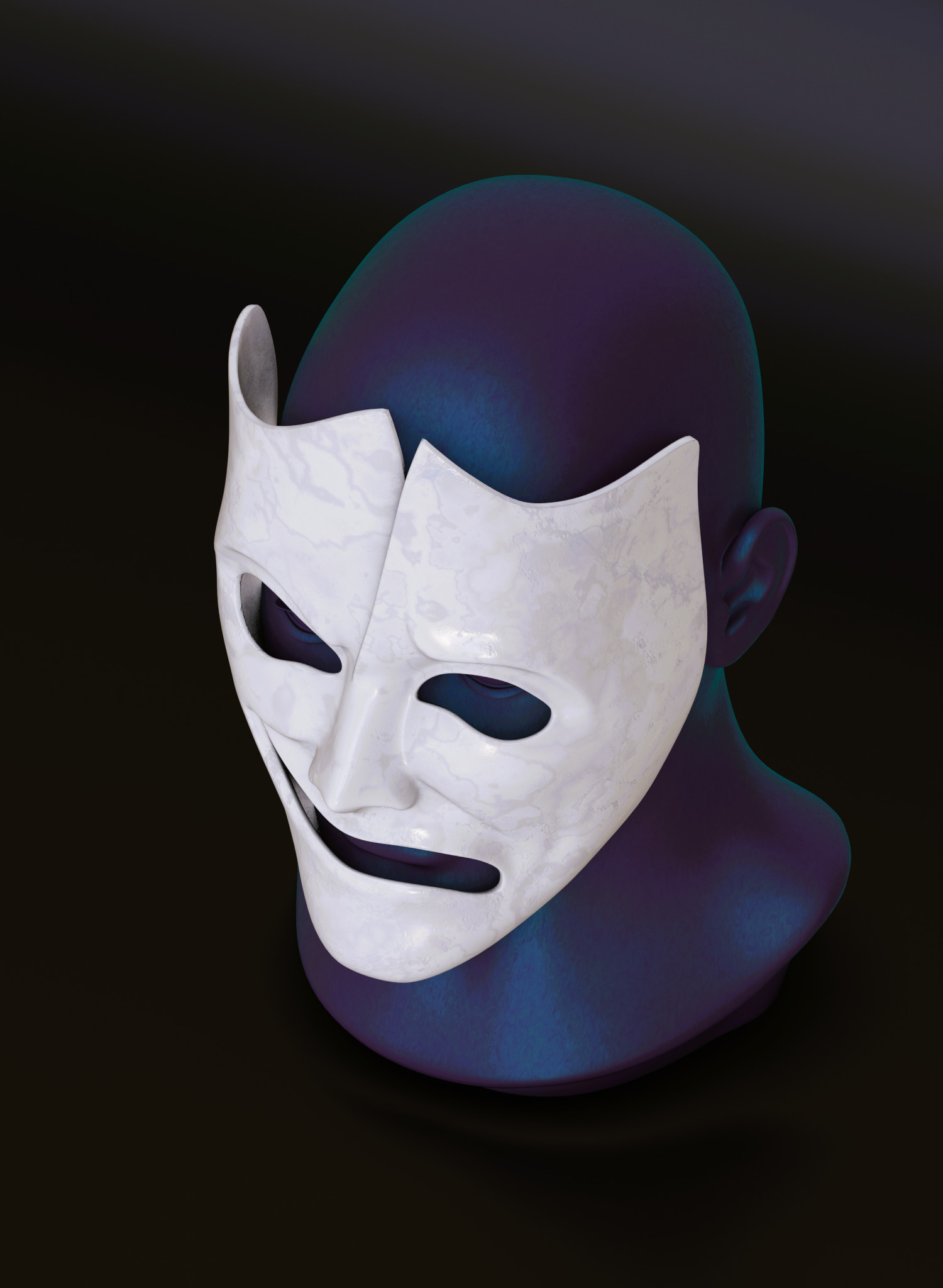 Happy-Sad Theater Mask 3D print model_6