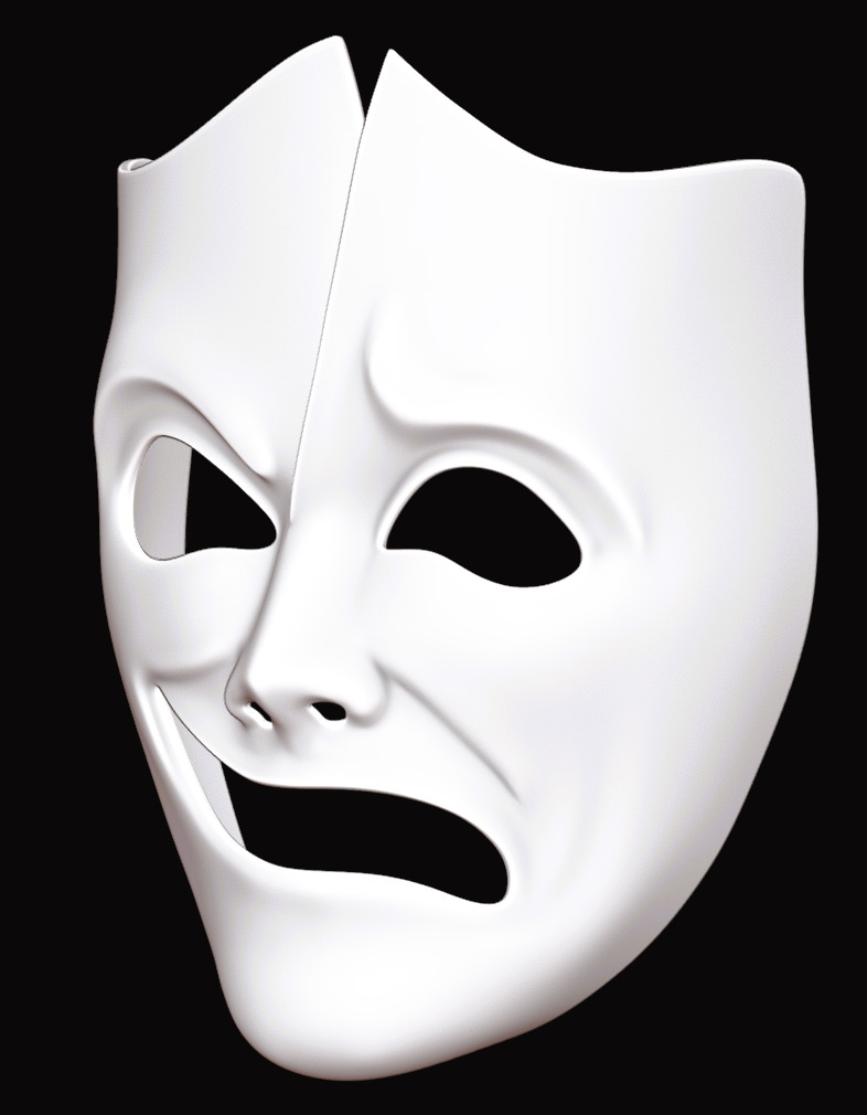 Happy-Sad Theater Mask 3D print model_9