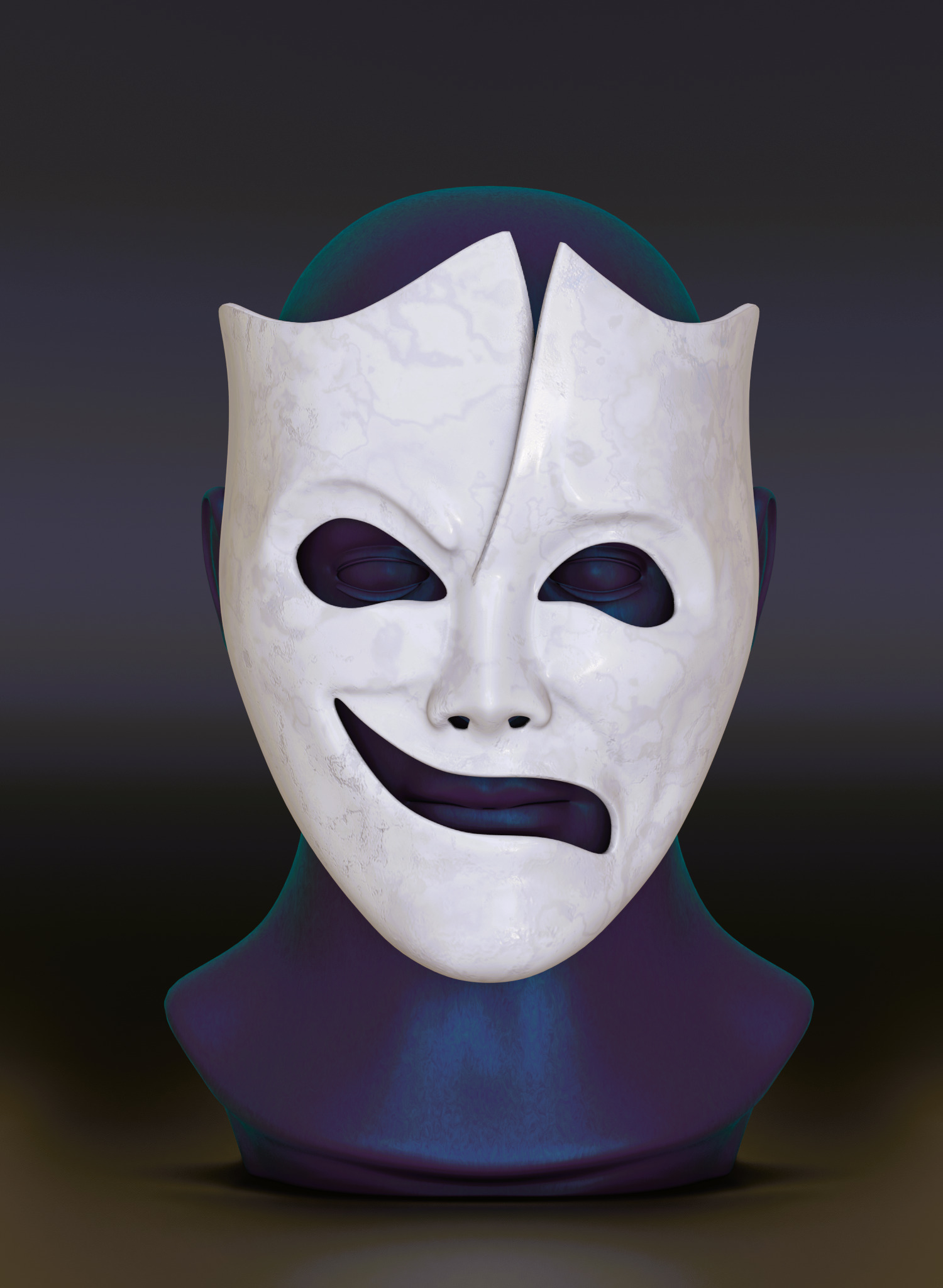 Happy-Sad Theater Mask 3D print model_2