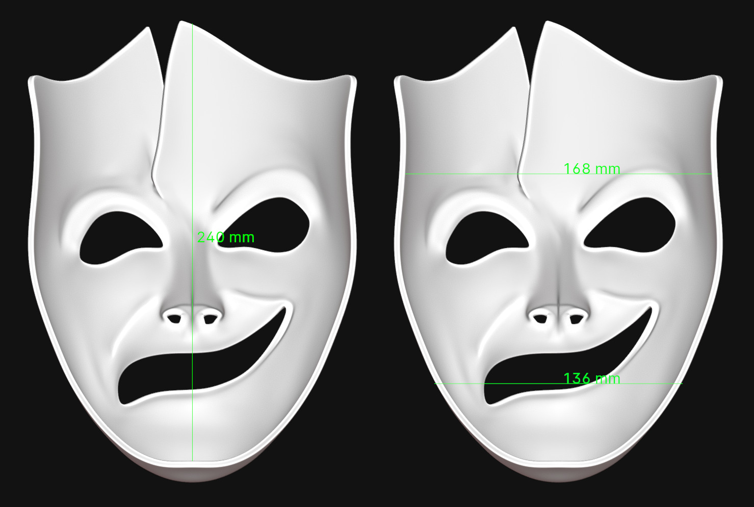 Happy-Sad Theater Mask 3D print model_13