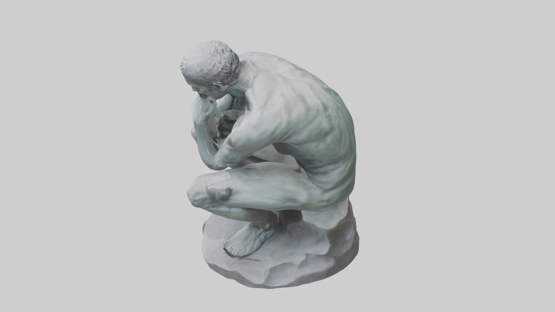 The Thinking Man statue model Low-poly 3D model_34