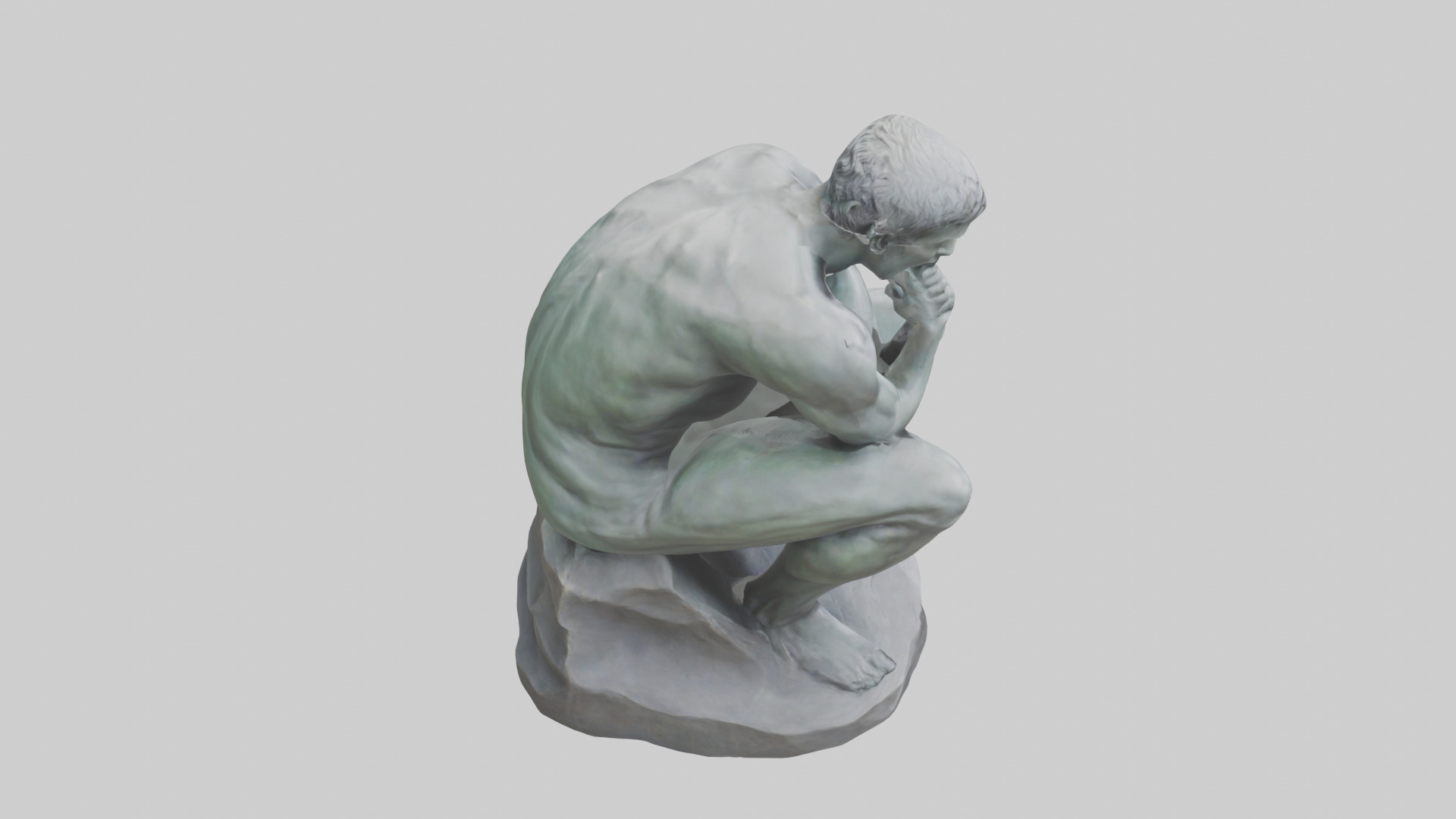 The Thinking Man statue model Low-poly 3D model_37