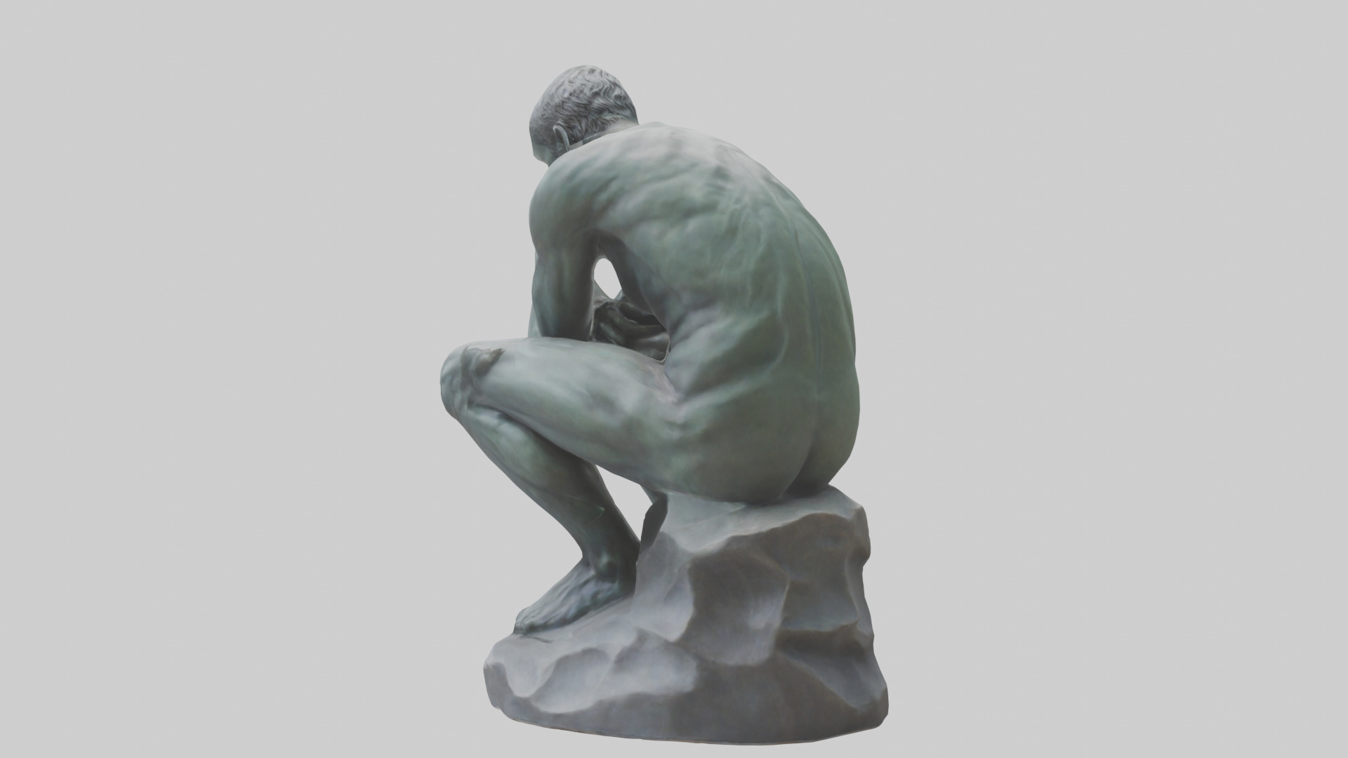 The Thinking Man statue model Low-poly 3D model_2