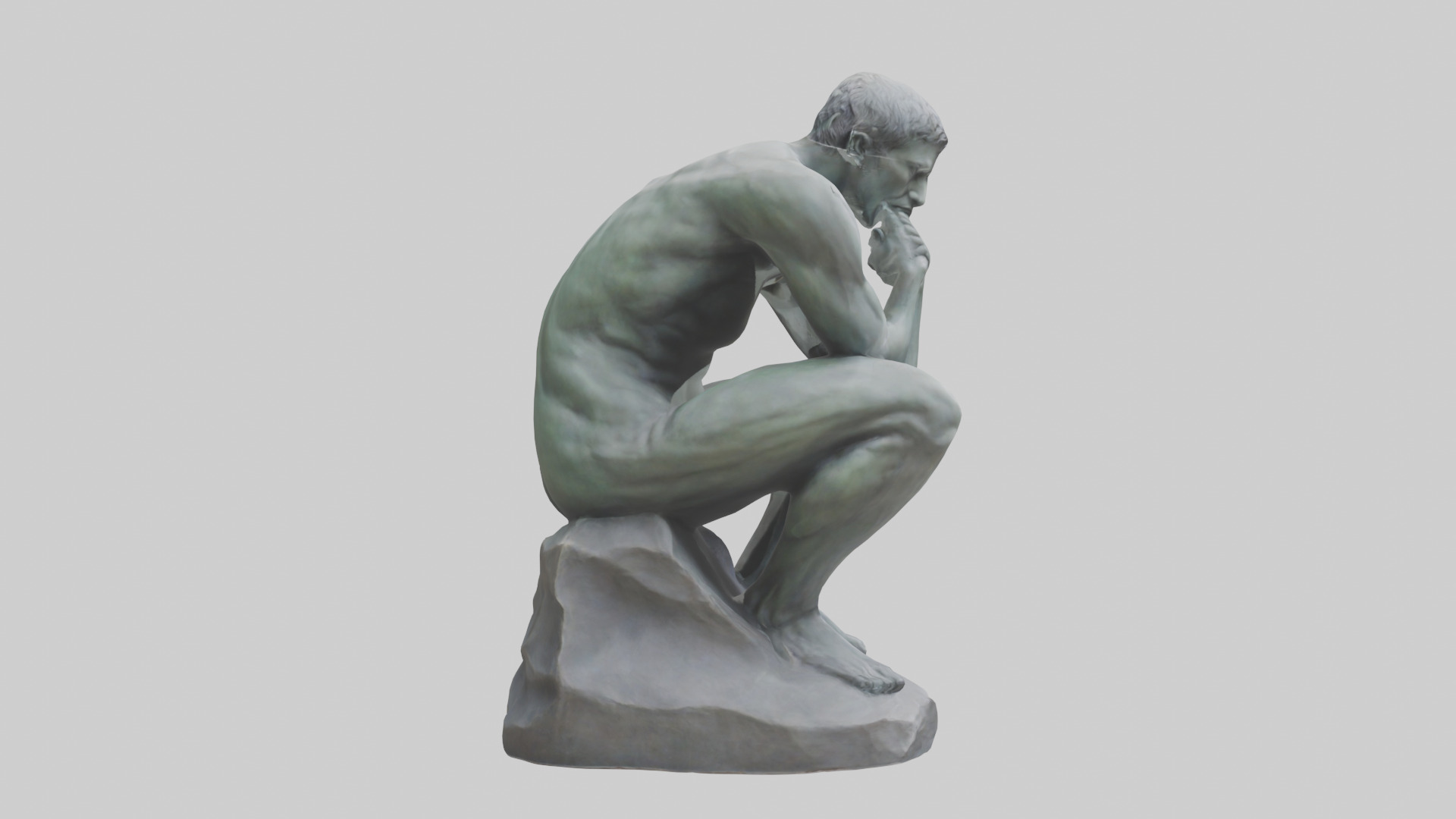The Thinking Man statue model Low-poly 3D model_26