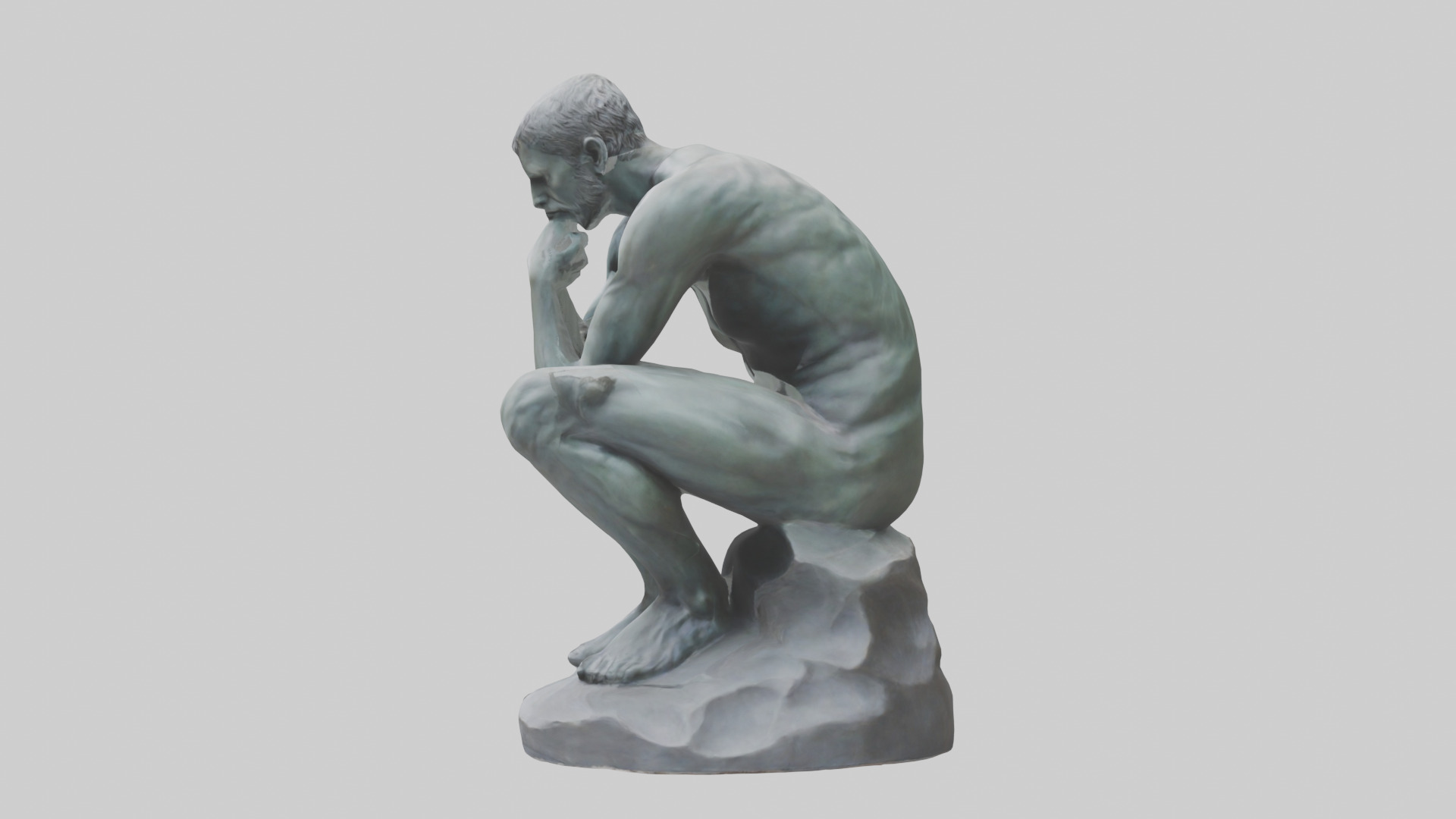 The Thinking Man statue model Low-poly 3D model_25