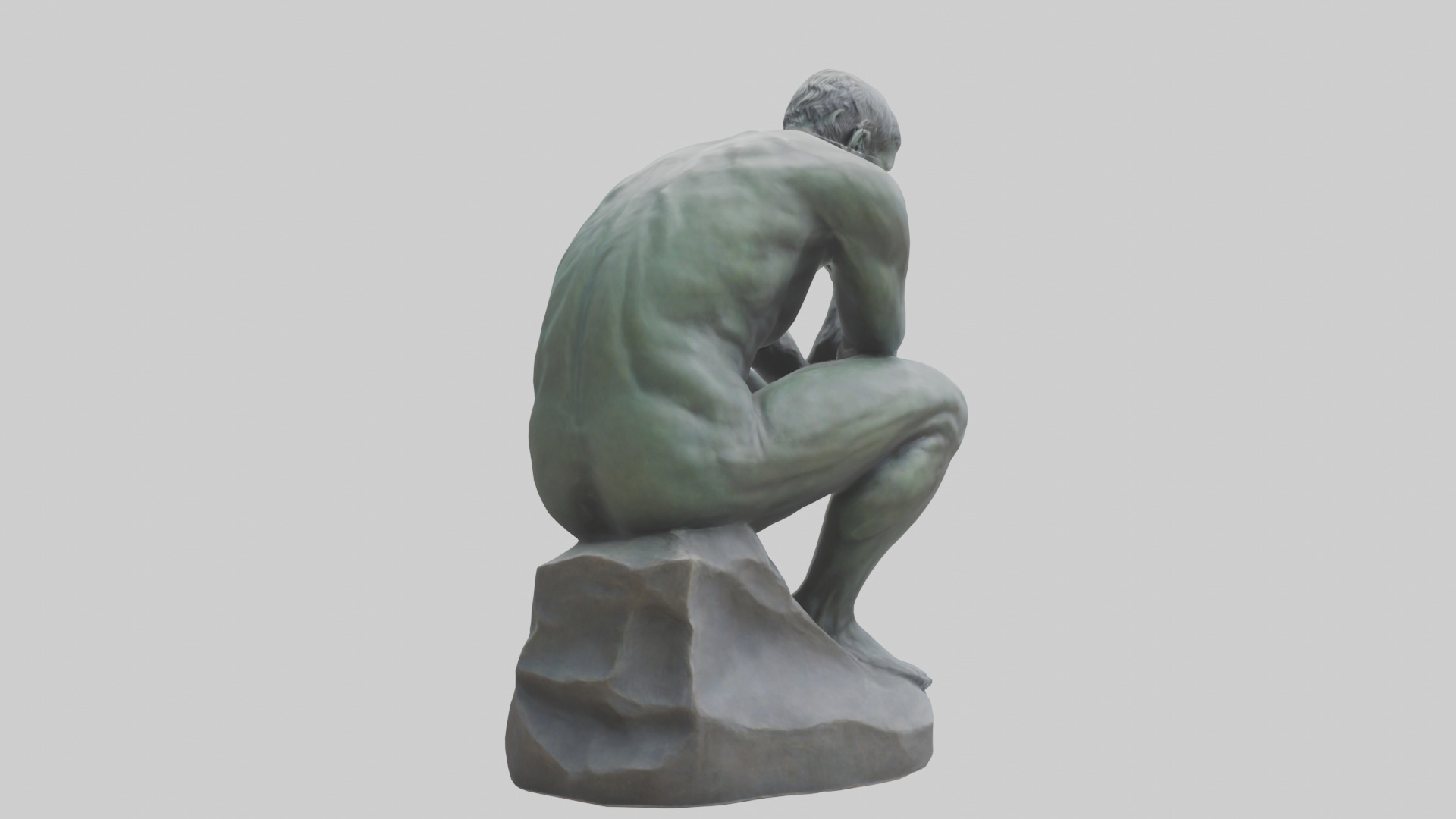 The Thinking Man statue model Low-poly 3D model_5