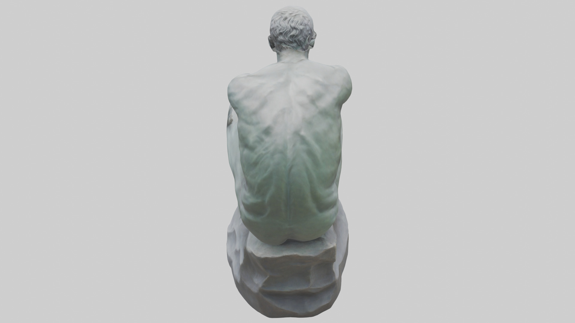 The Thinking Man statue model Low-poly 3D model_30