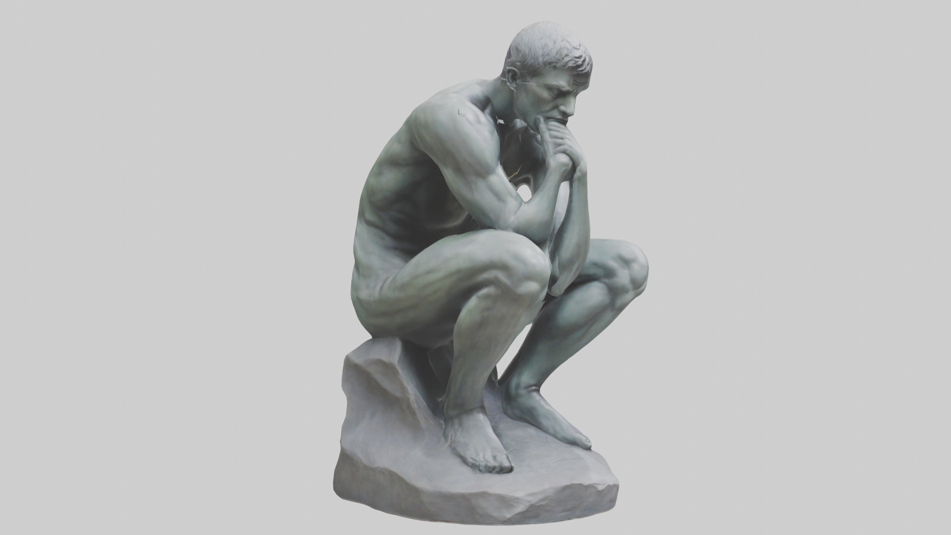 The Thinking Man statue model Low-poly 3D model_14