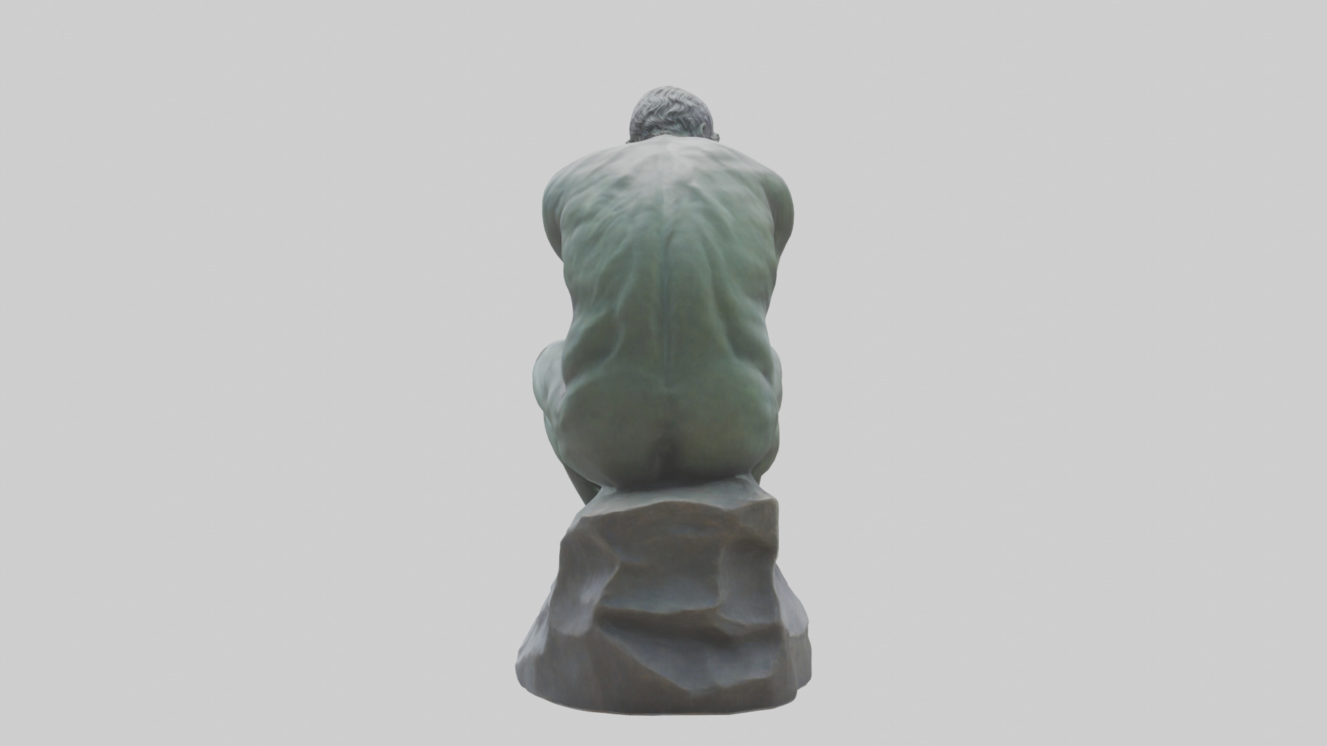 The Thinking Man statue model Low-poly 3D model_1