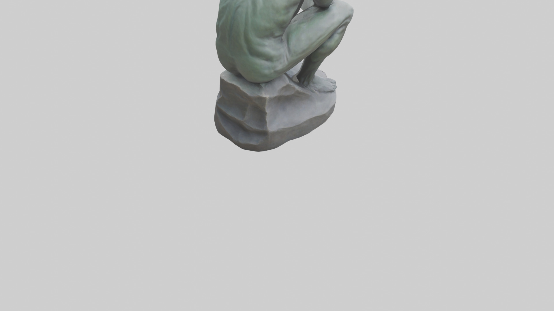 The Thinking Man statue model Low-poly 3D model_8