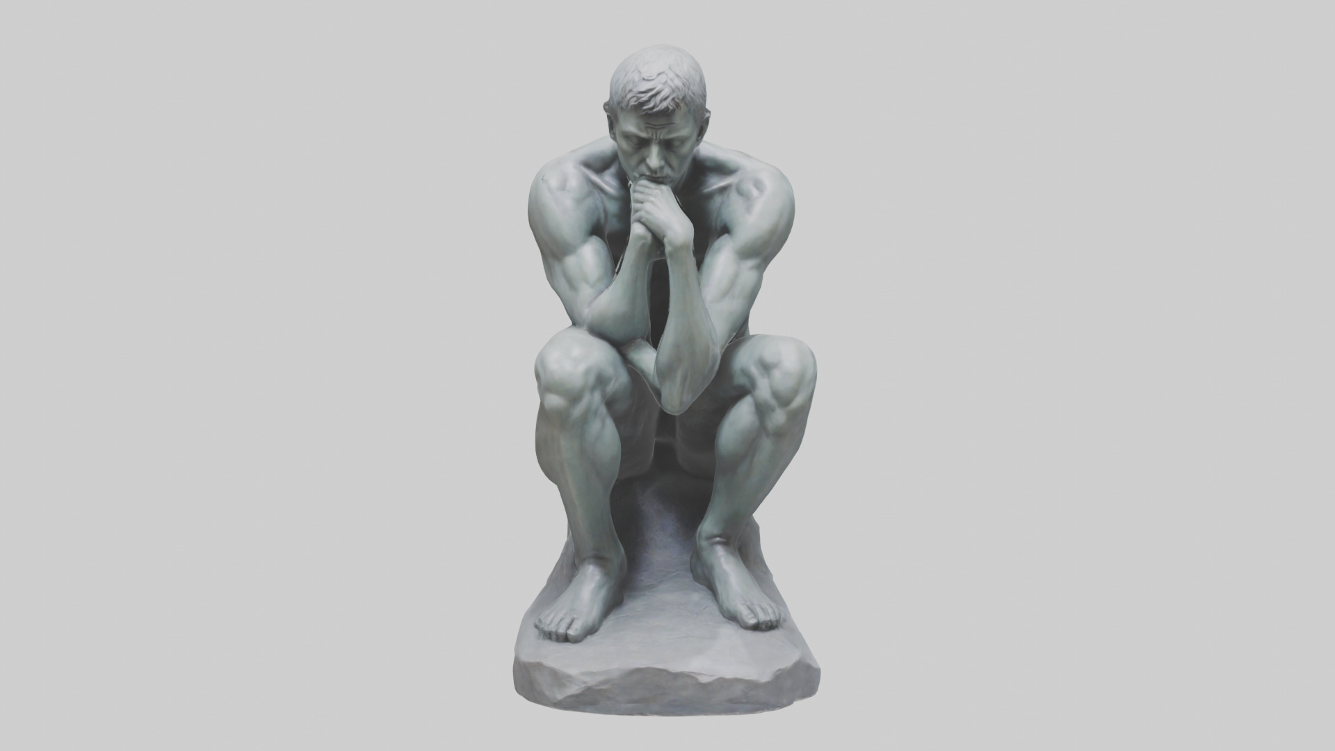 The Thinking Man statue model Low-poly 3D model_18