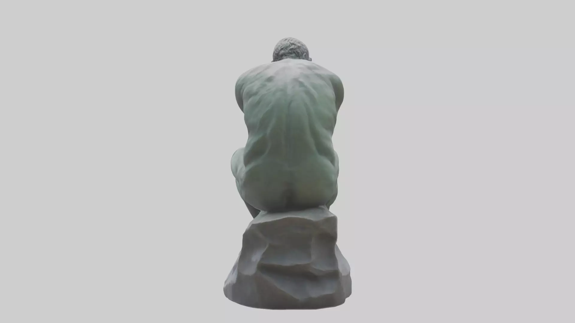 The Thinking Man statue model Low-poly 3D model_0