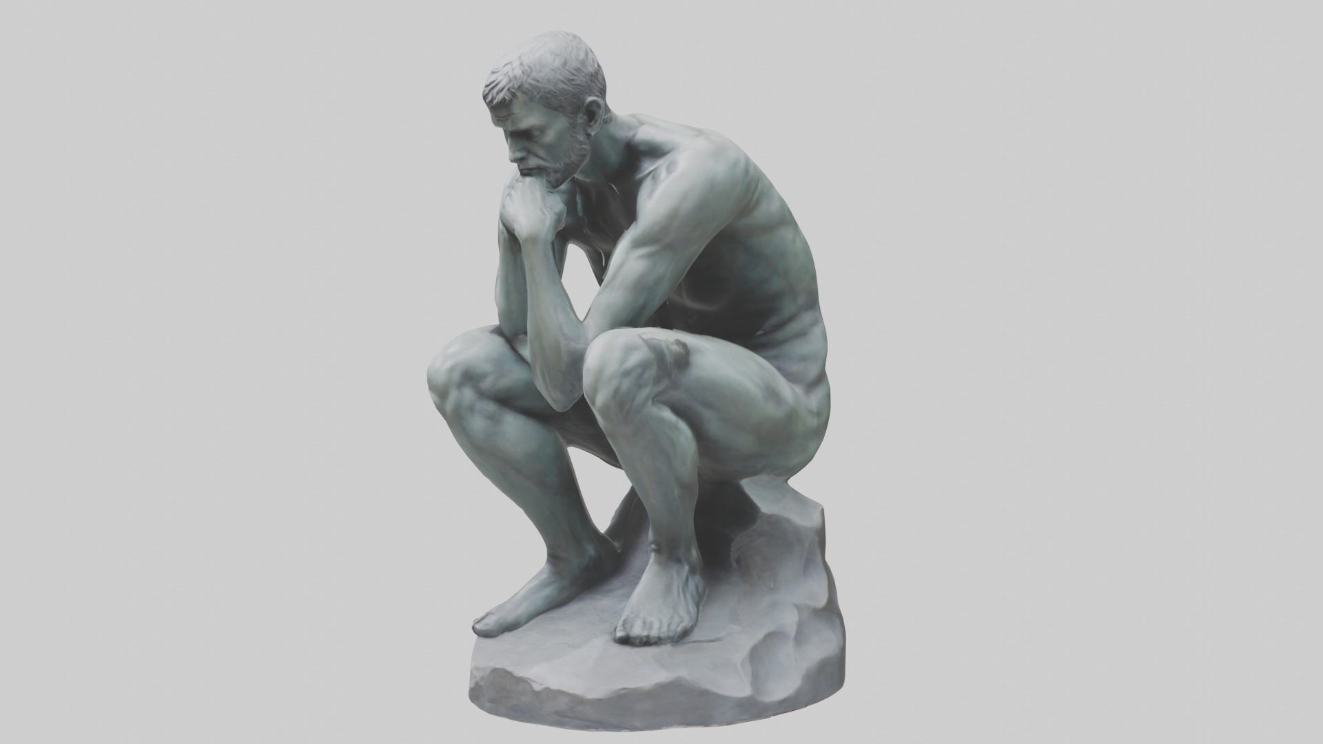 The Thinking Man statue model Low-poly 3D model_17