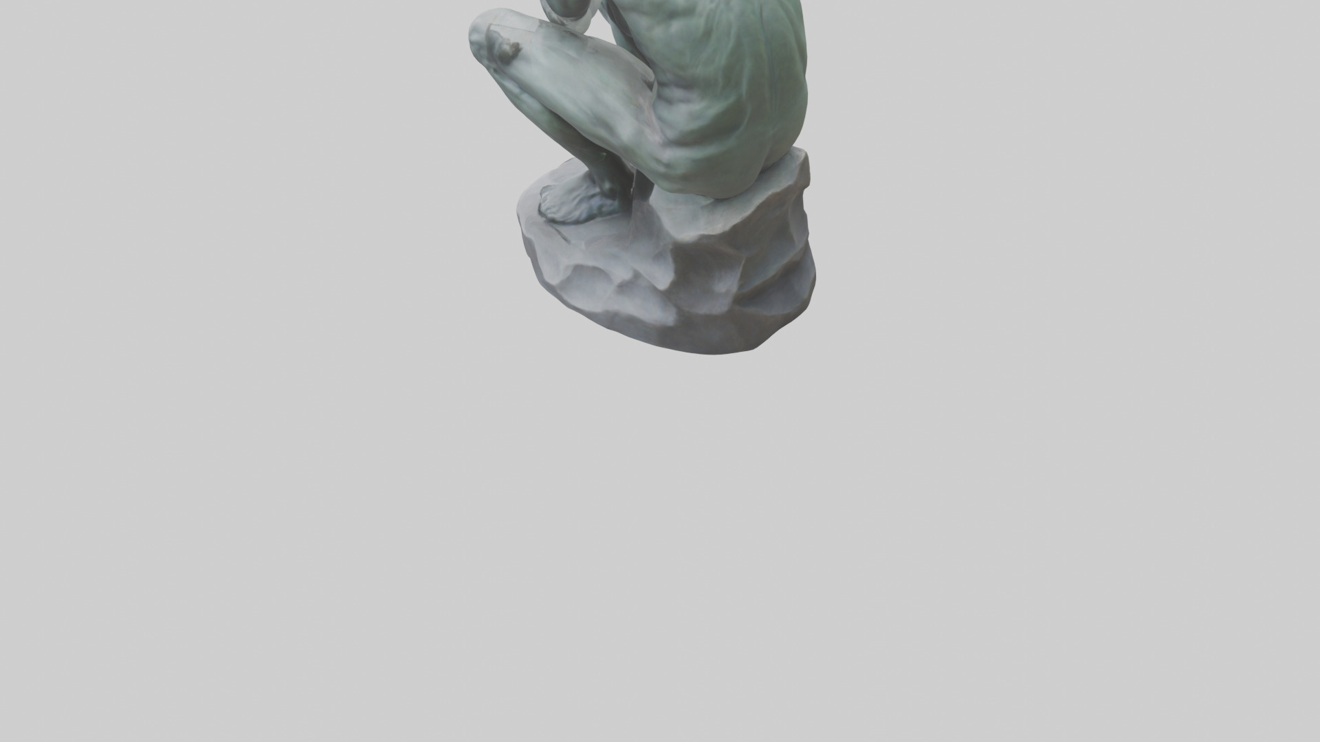 The Thinking Man statue model Low-poly 3D model_6