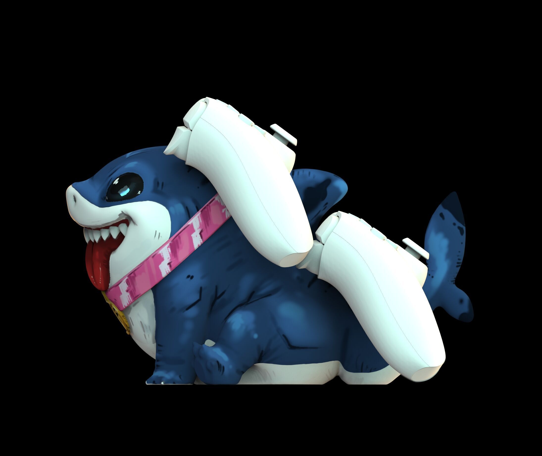 Jeff the Shark Marvel rivals dual PS5 controllers stand 3D print model_1