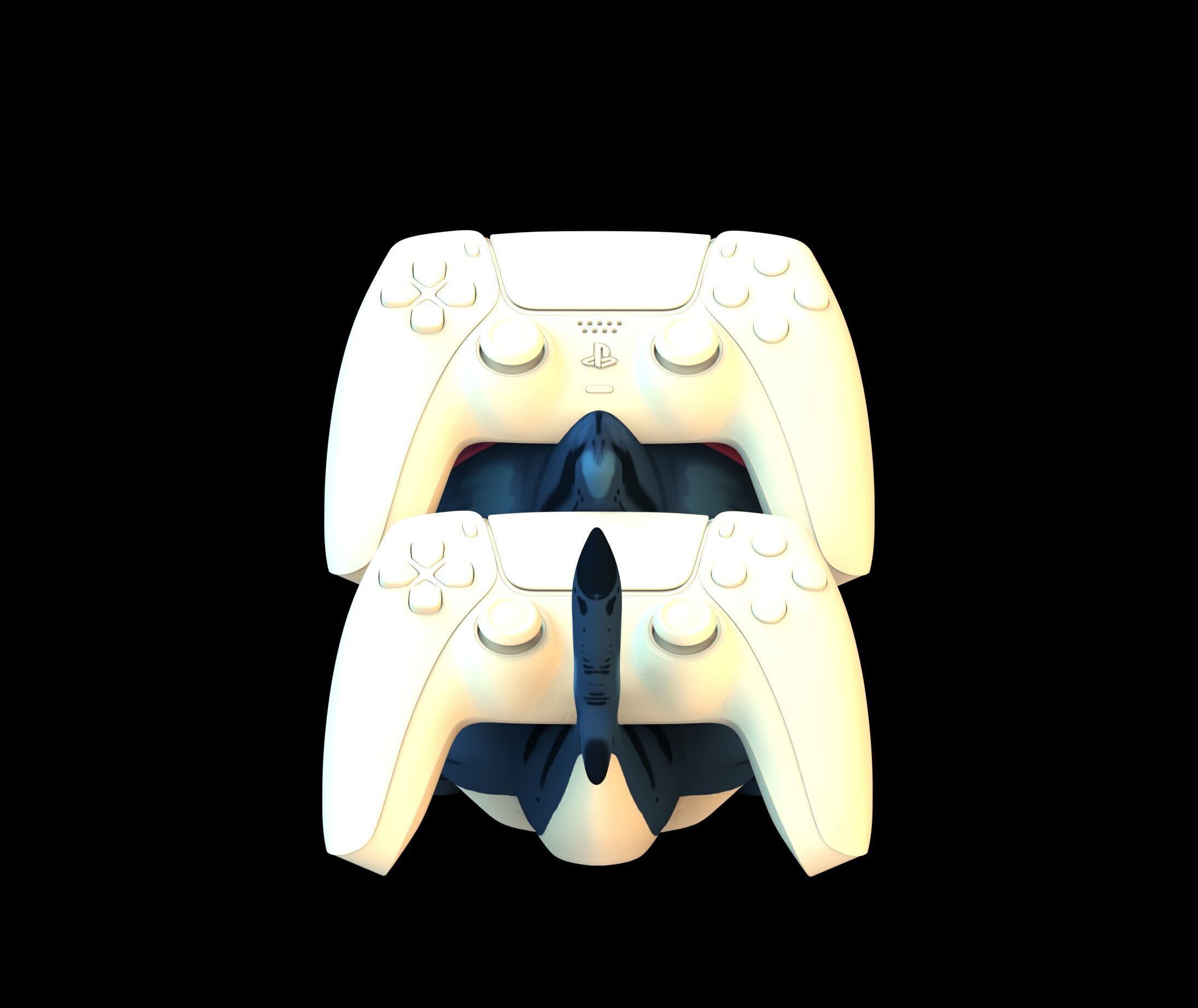 Jeff the Shark Marvel rivals dual PS5 controllers stand 3D print model_3