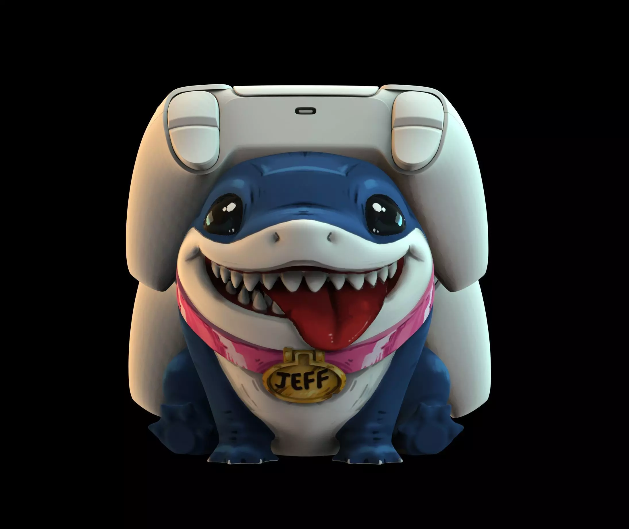Jeff the Shark Marvel rivals dual PS5 controllers stand 3D print model_0