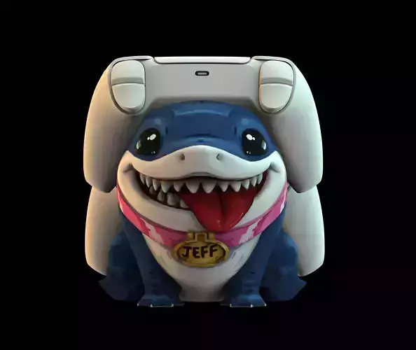 Jeff the Shark Marvel rivals dual PS5 controllers stand 3D print model