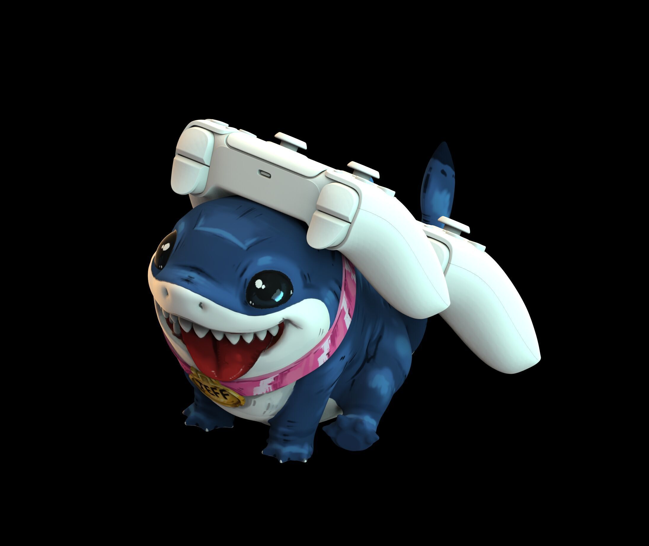 Jeff the Shark Marvel rivals dual PS5 controllers stand 3D print model_4