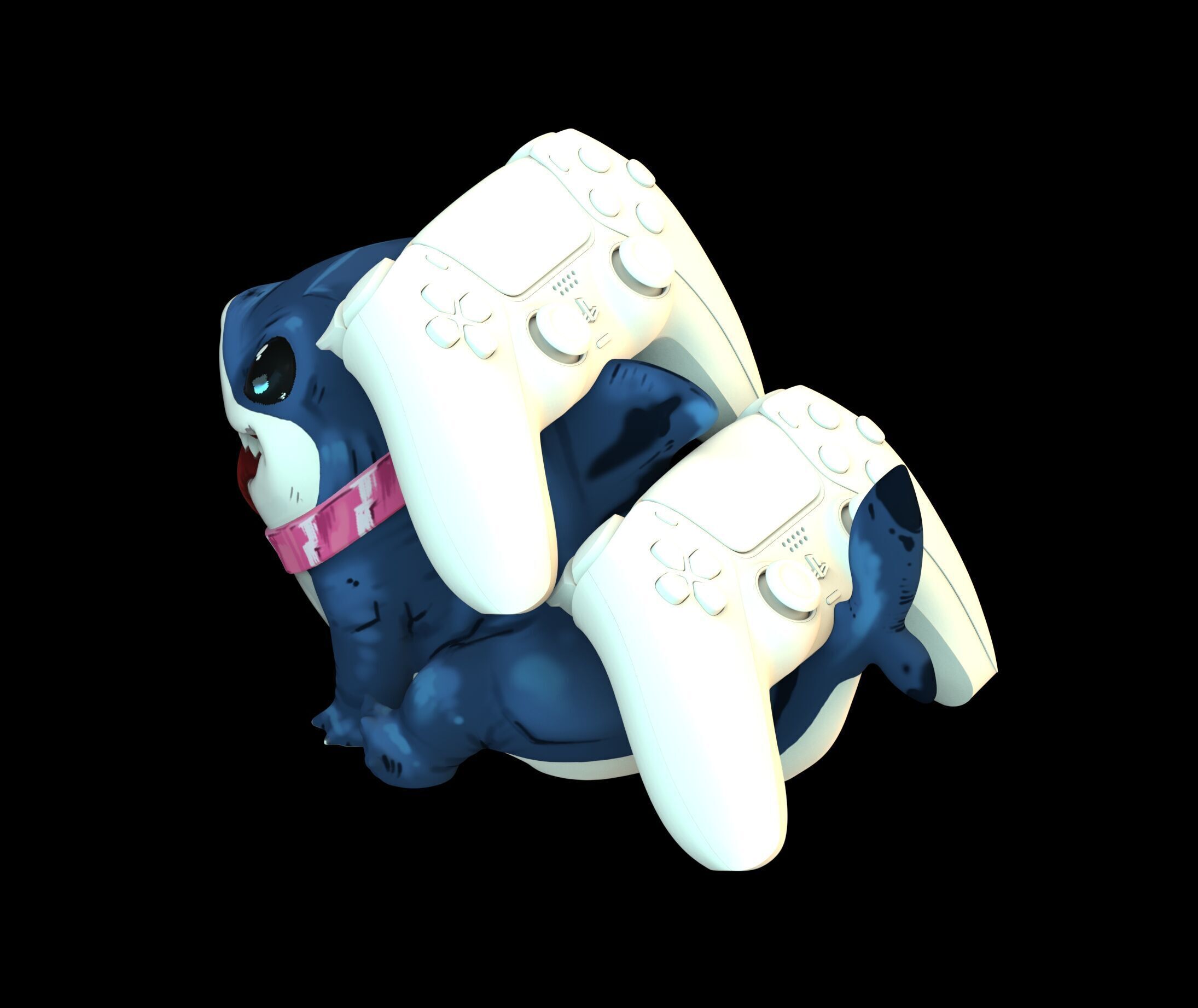 Jeff the Shark Marvel rivals dual PS5 controllers stand 3D print model_2