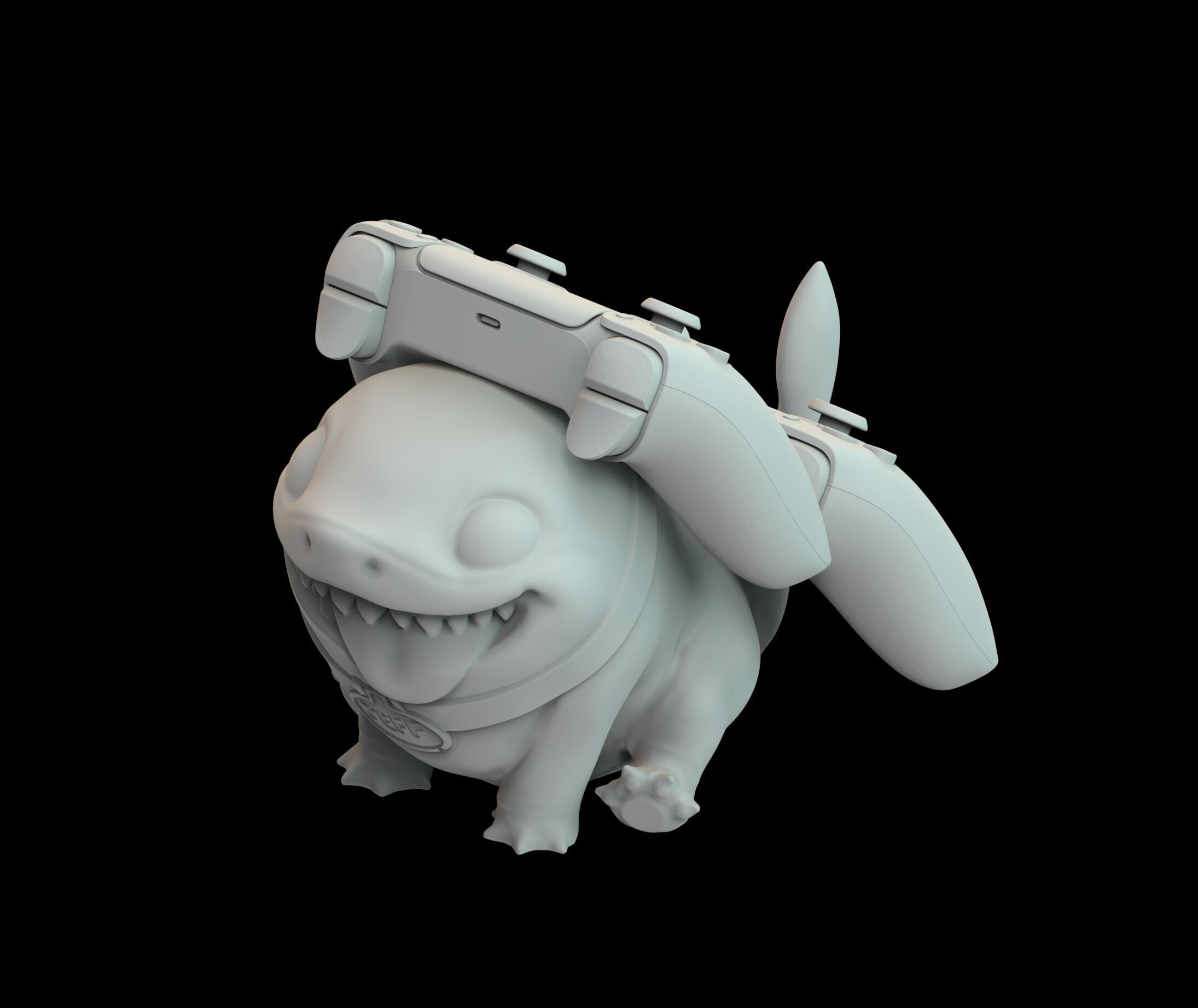 Jeff the Shark Marvel rivals dual PS5 controllers stand 3D print model_19