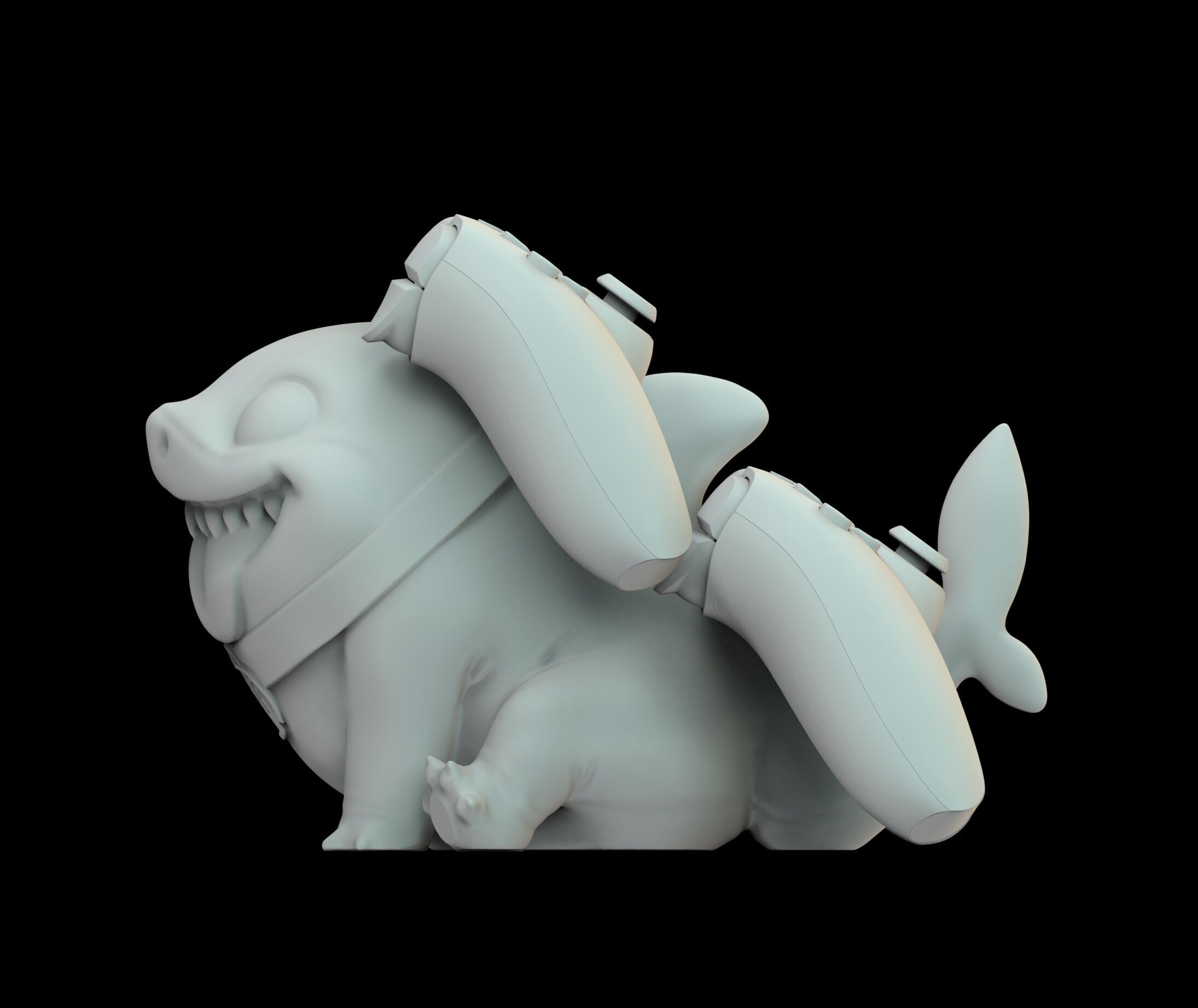 Jeff the Shark Marvel rivals dual PS5 controllers stand 3D print model_16