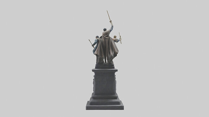 The Heroes of Justice statue model Low-poly 3D model