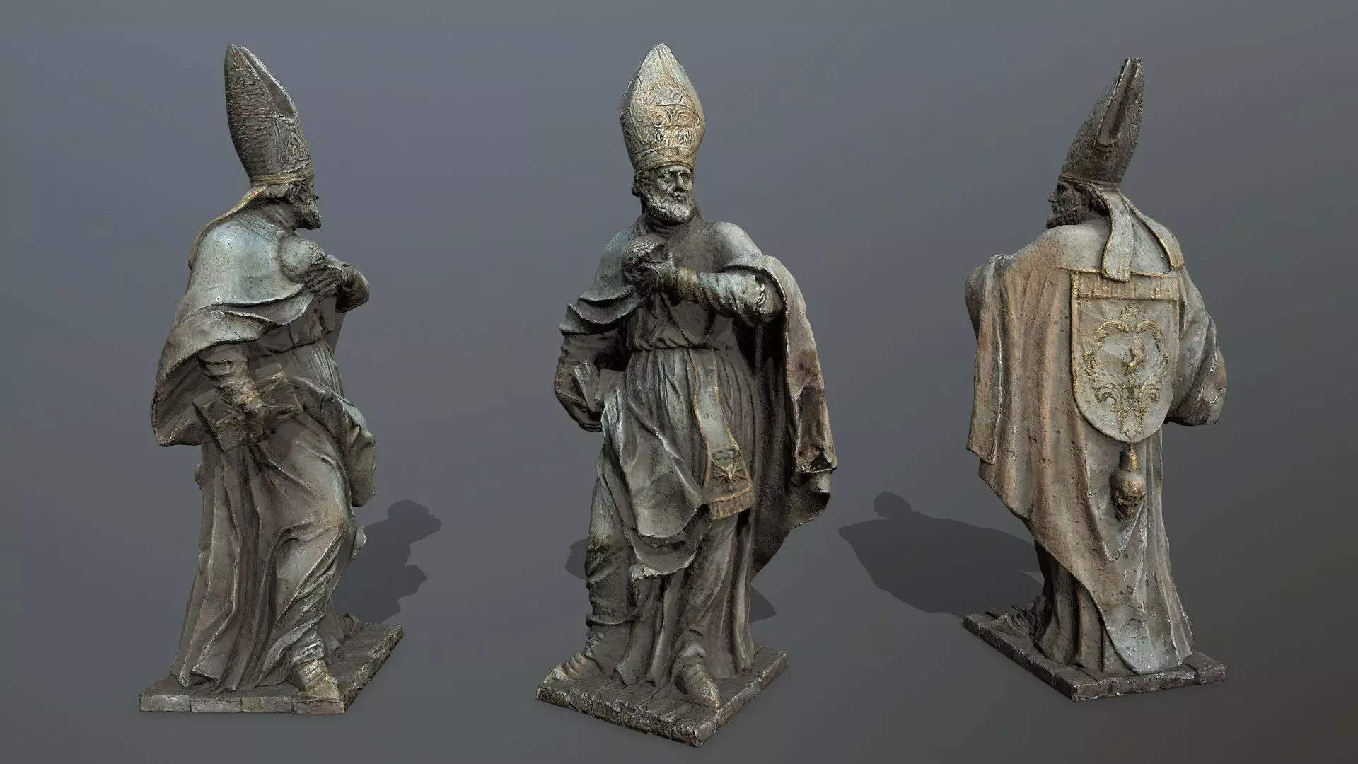 Man Statue Low-poly 3D model_0