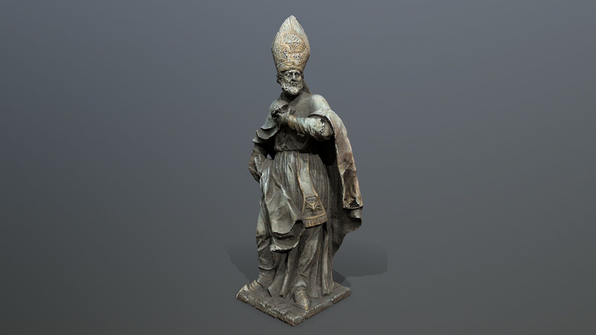 Man Statue Low-poly 3D model_9