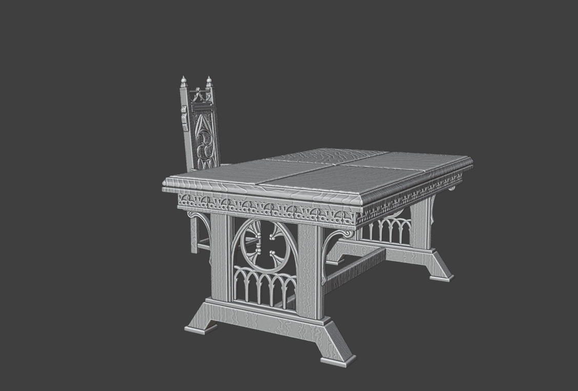 Table and chairs 3D print model_5