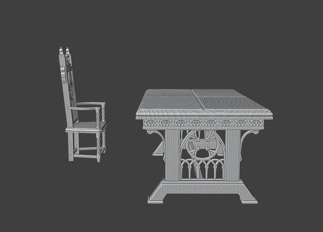 Table and chairs 3D print model_6
