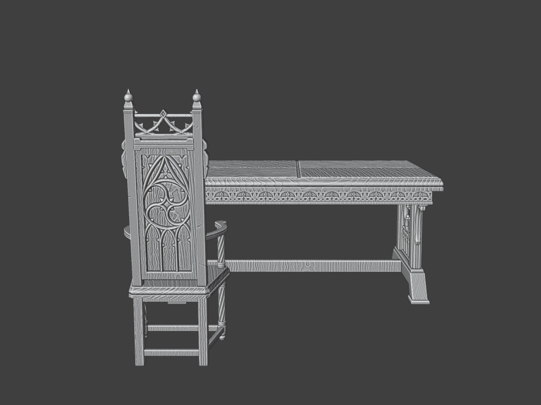 Table and chairs 3D print model_9