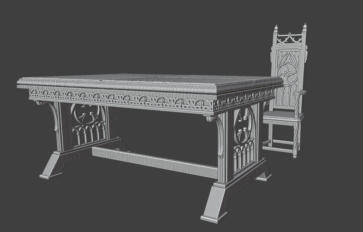 Table and chairs 3D print model_15