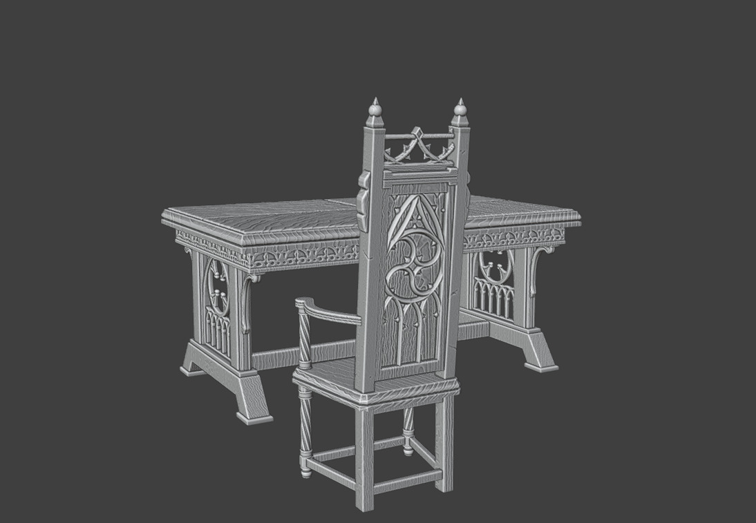 Table and chairs 3D print model_10