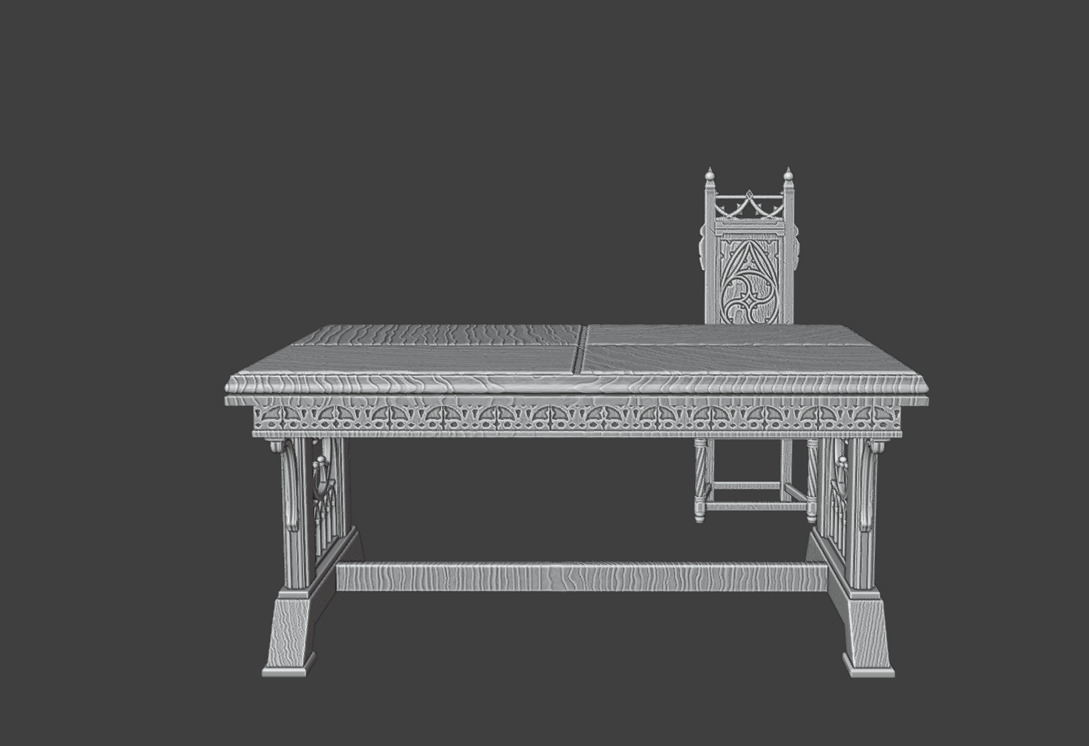 Table and chairs 3D print model_3