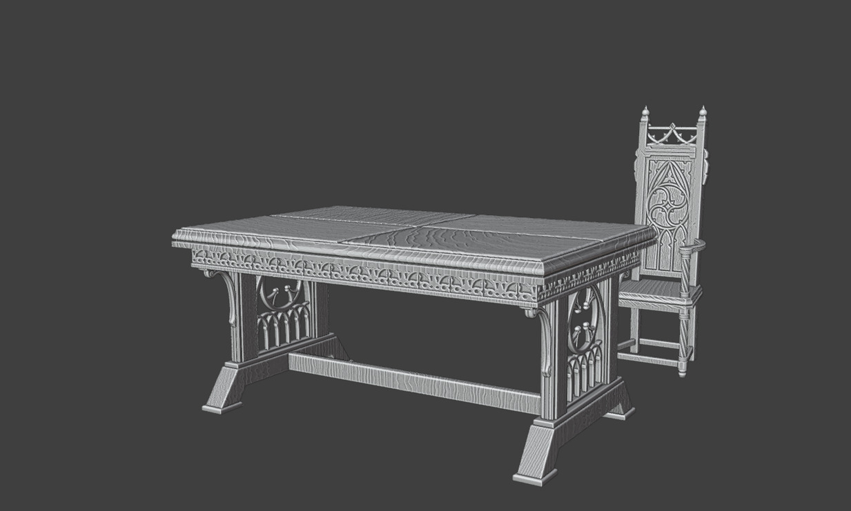 Table and chairs 3D print model_14