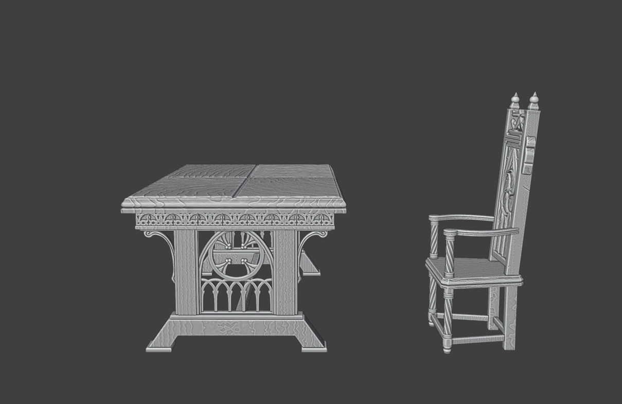 Table and chairs 3D print model_12
