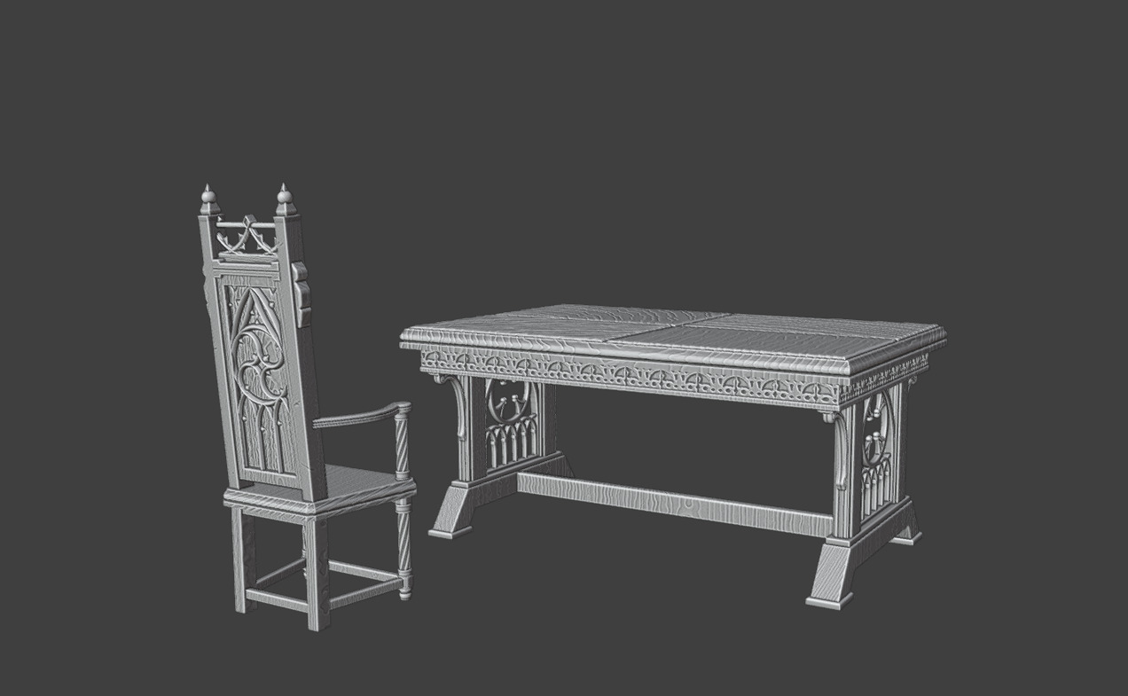 Table and chairs 3D print model_8