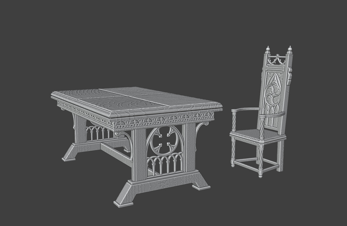 Table and chairs 3D print model_13