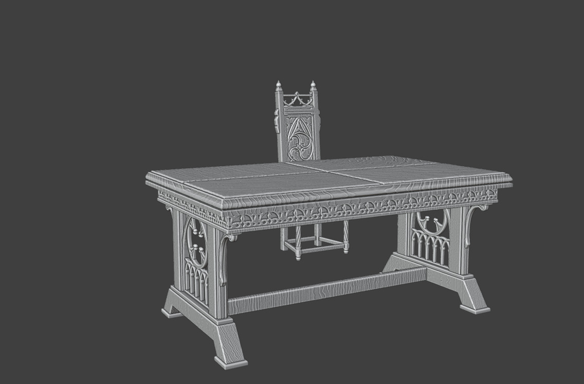 Table and chairs 3D print model_4