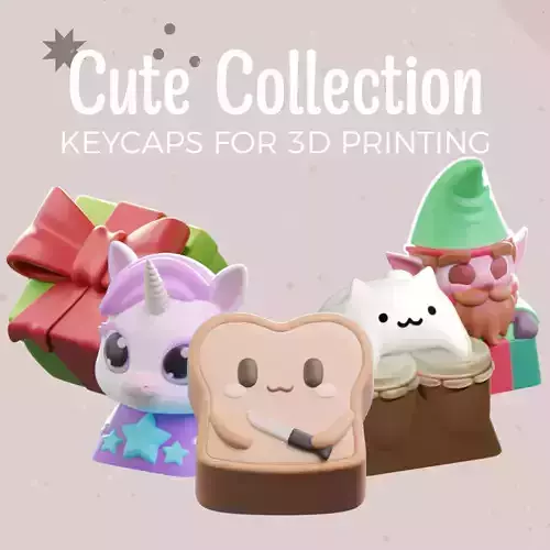 Cute Collection - keycaps to print - Mechanical keyboard 3D print model